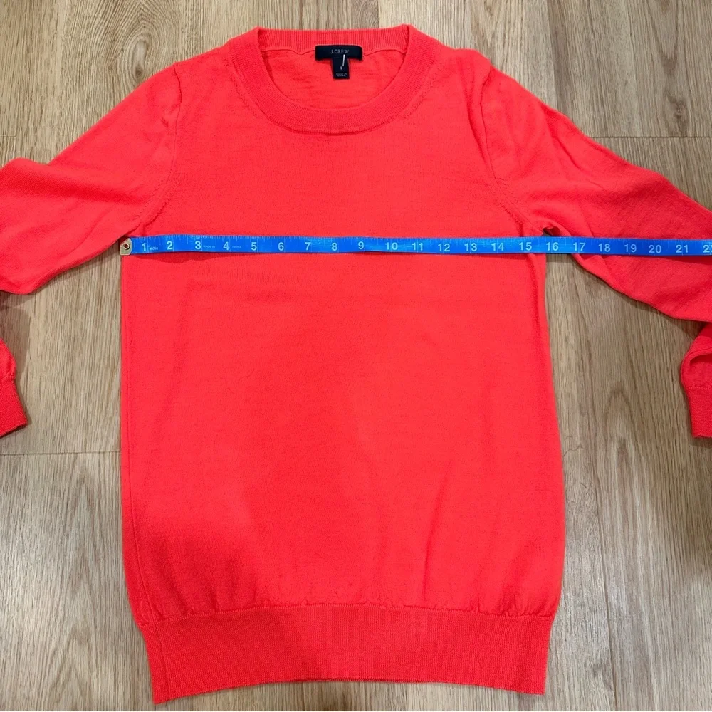 J. Crew Women’s Bright Orange 100% Merino Wool Crew Neck Sweater Size Small